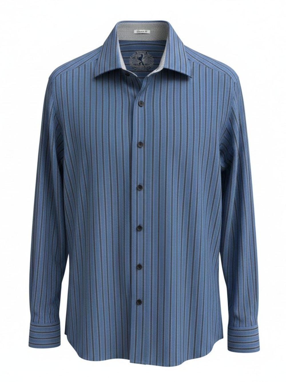 Bugatchi Shaped Fit Blue Striped Men's Button-Down Shirt